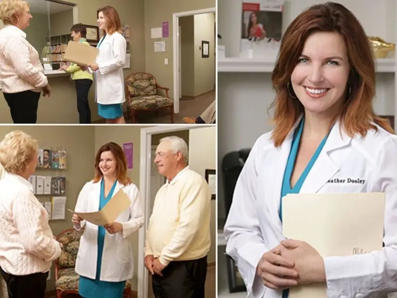 photo collage of Heather helping patients